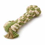 Braided Cotton Rope Dog Chew Toy, Green & Cream - Image 3
