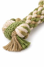 Braided Cotton Rope Dog Chew Toy, Green & Cream - Image 2