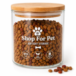 Airtight Pet Food Storage Container Glass Jar with Bamboo Lid