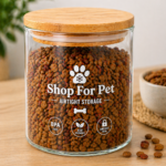 Airtight Pet Food Storage Container Glass Jar with Bamboo Lid - Image 2